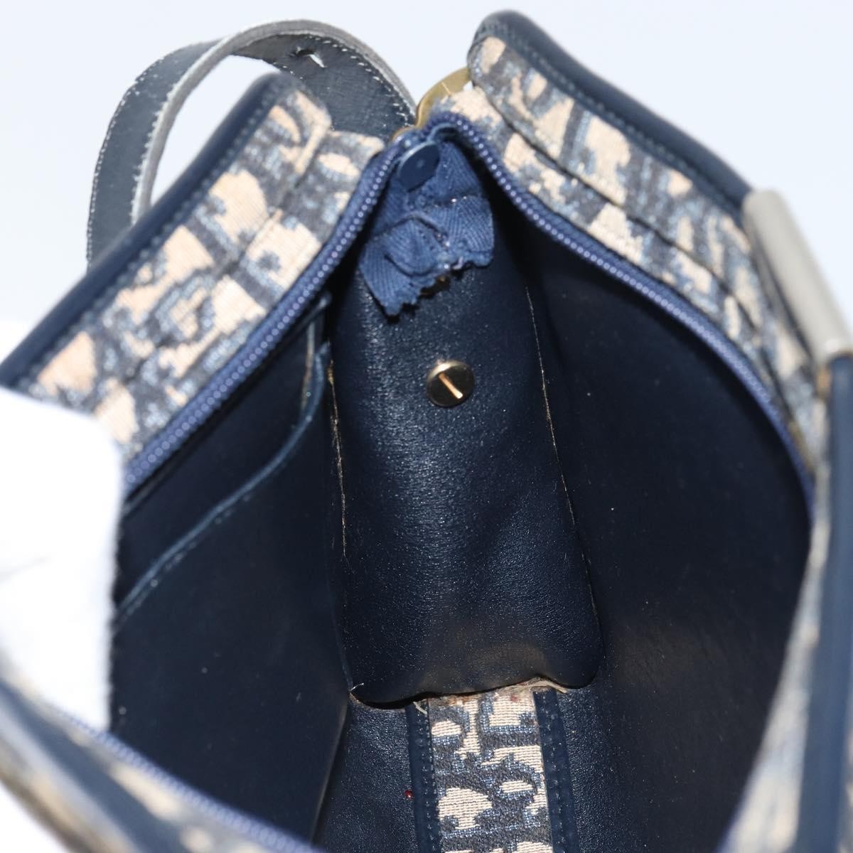 Christian Dior Vintage Trotter Shoulder Bag Canvas, NAVY, CANVAS, Shoulder bag