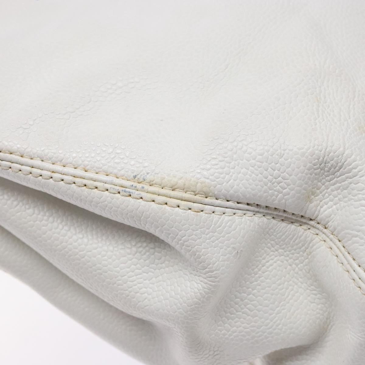 Chanel Vintage Wooden Ring Tote Leather, WHITE, LEATHER, Tote bag