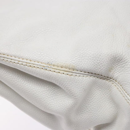 Chanel Vintage Wooden Ring Tote Leather, WHITE, LEATHER, Tote bag