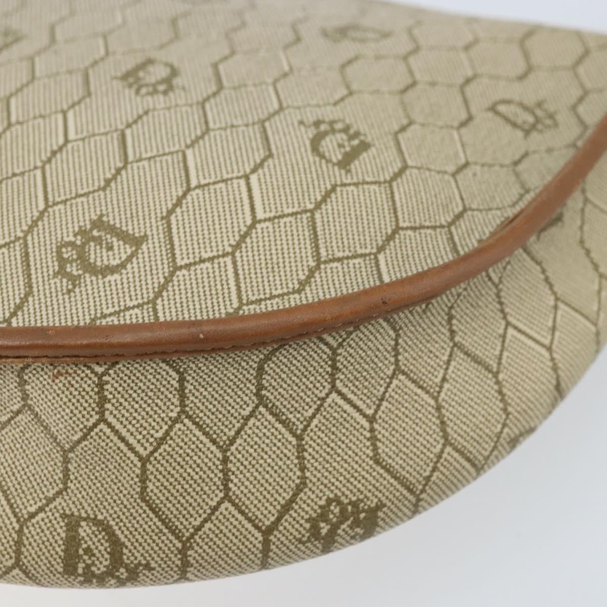 Christian Dior Vintage Honeycomb Shoulder Bag Canvas and Leather, BEIGE, CANVAS, Shoulder bag