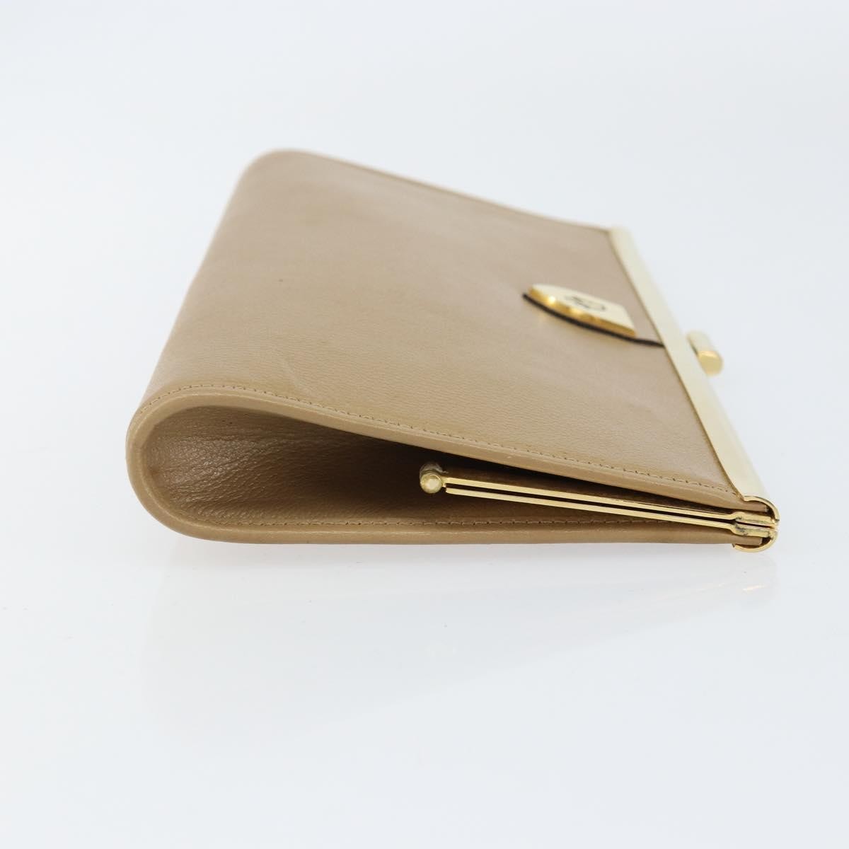 Christian Dior Logo Pouch Leather, BEIGE, LEATHER, Clutche & pouche