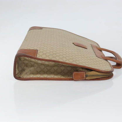 Celine Vintage Macadam Handbag Canvas and Leather, BEIGE, CANVAS, Handbag
