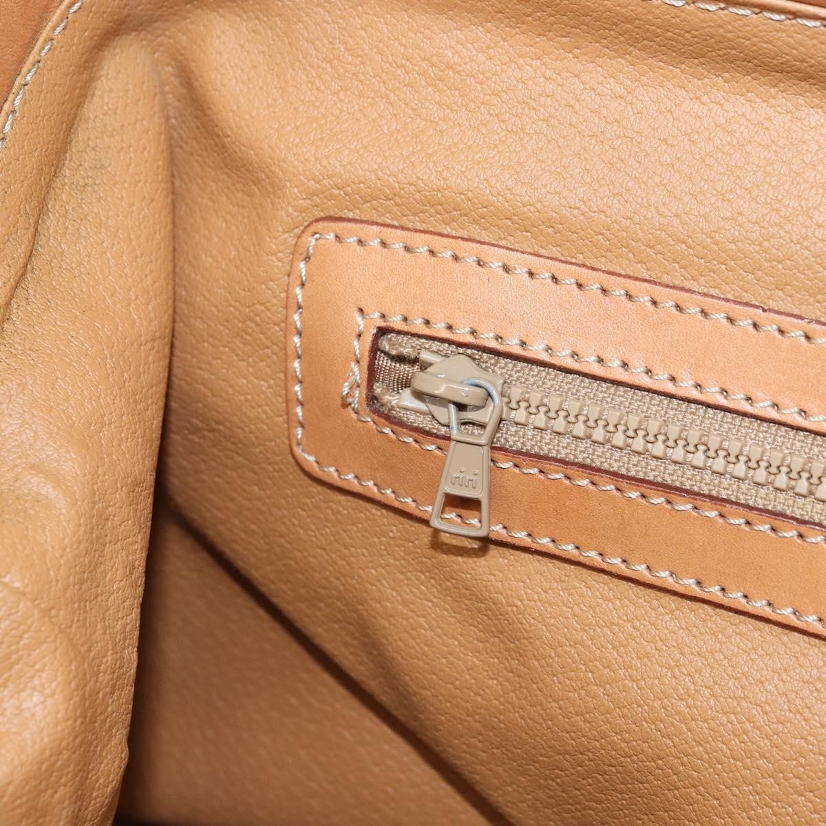 Celine Vintage Macadam Handbag Canvas and Leather, BEIGE, CANVAS, Handbag