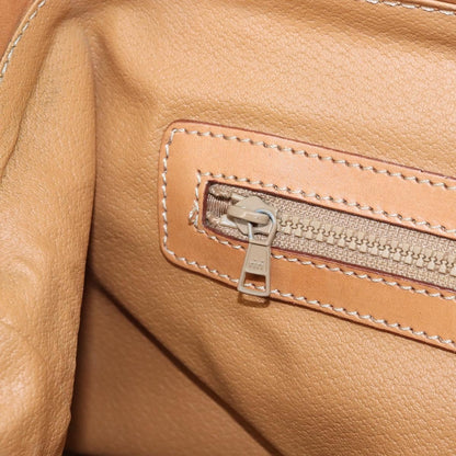 Celine Vintage Macadam Handbag Canvas and Leather, BEIGE, CANVAS, Handbag