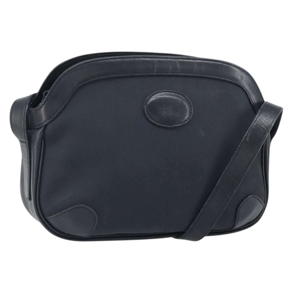 Burberry Vintage Shoulder Bag Leather, NAVY, LEATHER, Shoulder bag