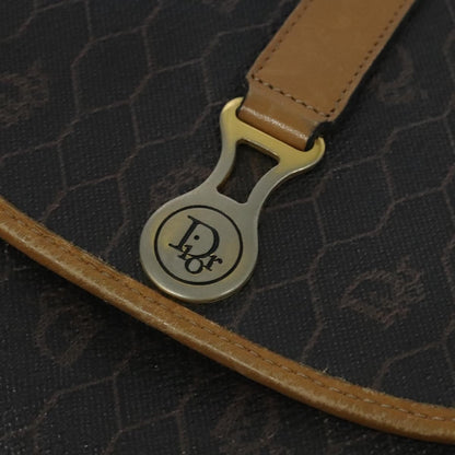 Christian Dior Vintage Honeycomb Flap Crossbody Bag Canvas and Leather, BLACK, CANVAS, Crossbody bag