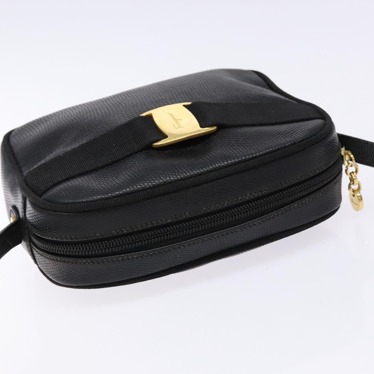 Salvatore Ferragamo Vala Shoulder Bag Leather, BLACK, LEATHER, Shoulder bag
