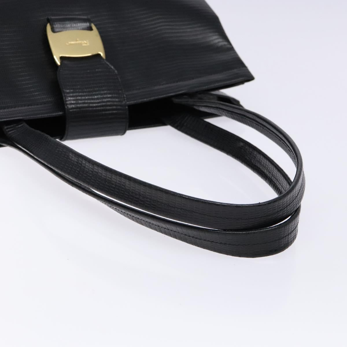 Salvatore Ferragamo Vala Shoulder Bag Leather, BLACK, LEATHER, Tote bag