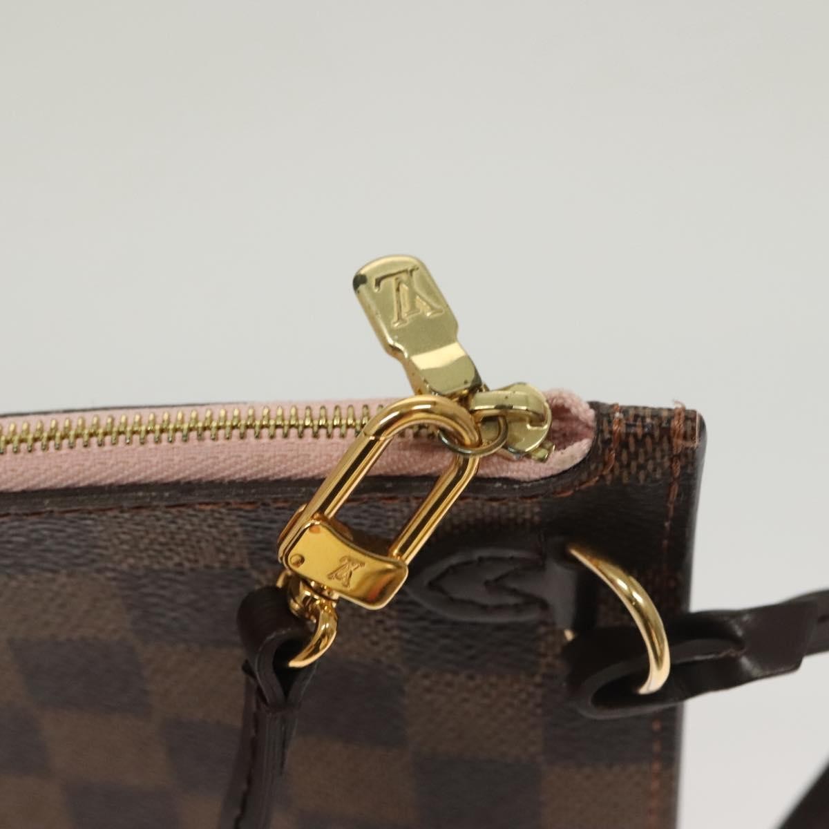 Louis Vuitton Neverfull Pochette Damier, BROWN, CANVAS, Tote bag