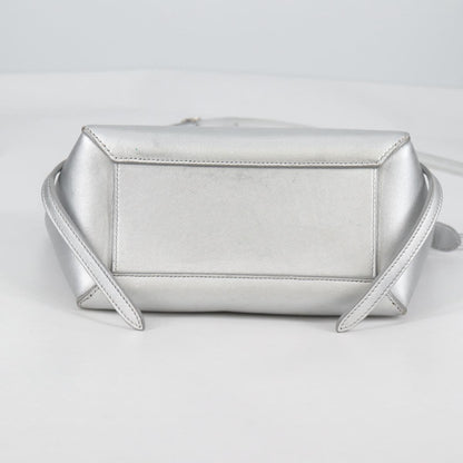 Celine Belt Bag Textured Leather, Silver, Leather, Handbag
