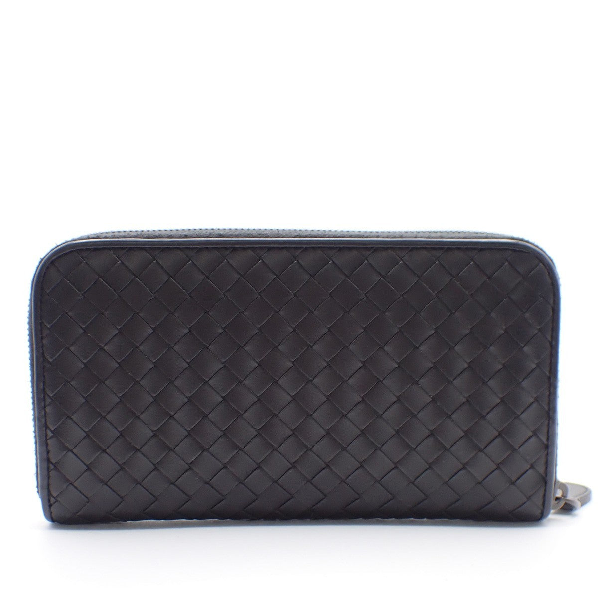 Bottega Veneta Intrecciato Long Zip  Wallet Leather, Black, Leather, Wallet