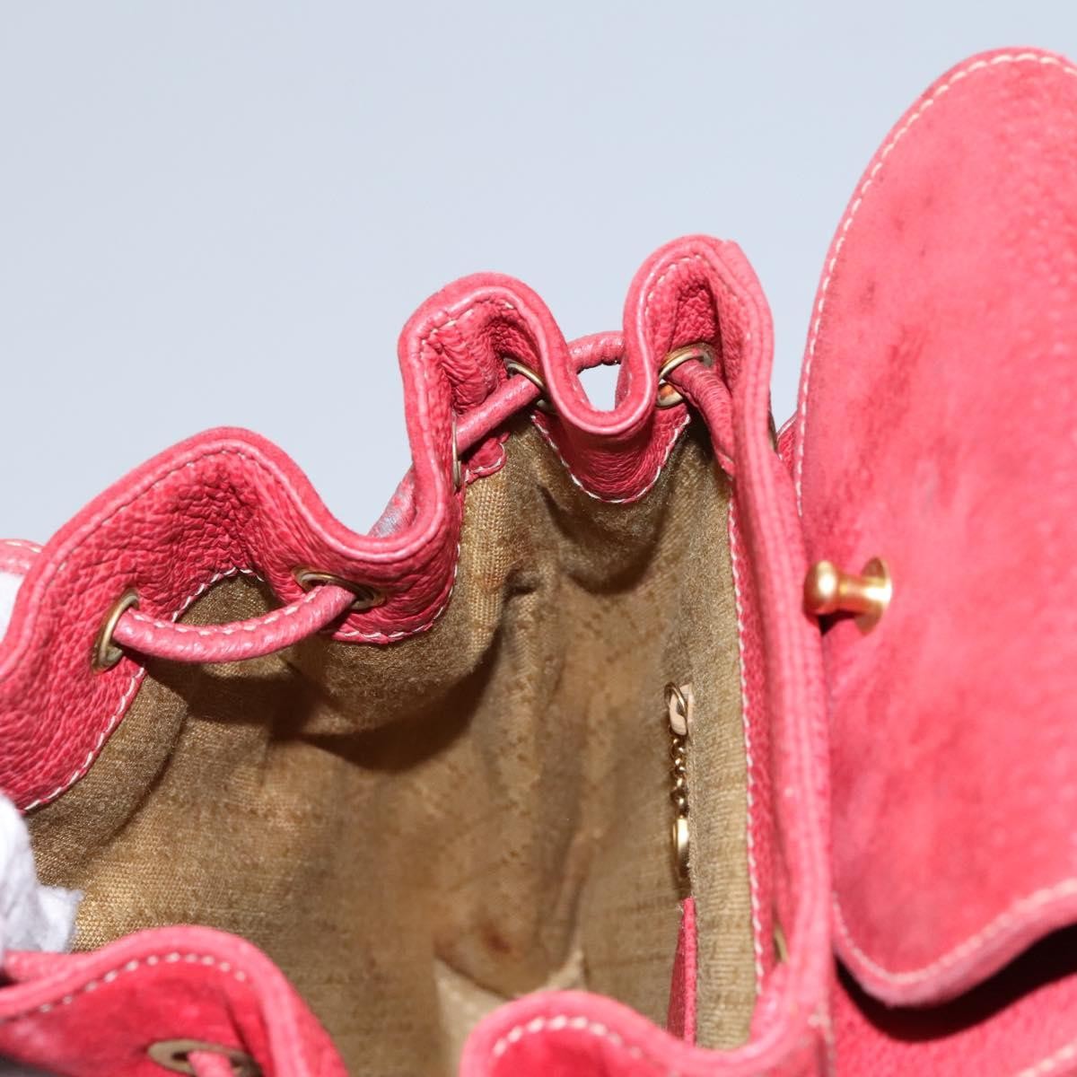 Gucci Vintage Bamboo Backpack Suede, RED, SUEDE, Backpack