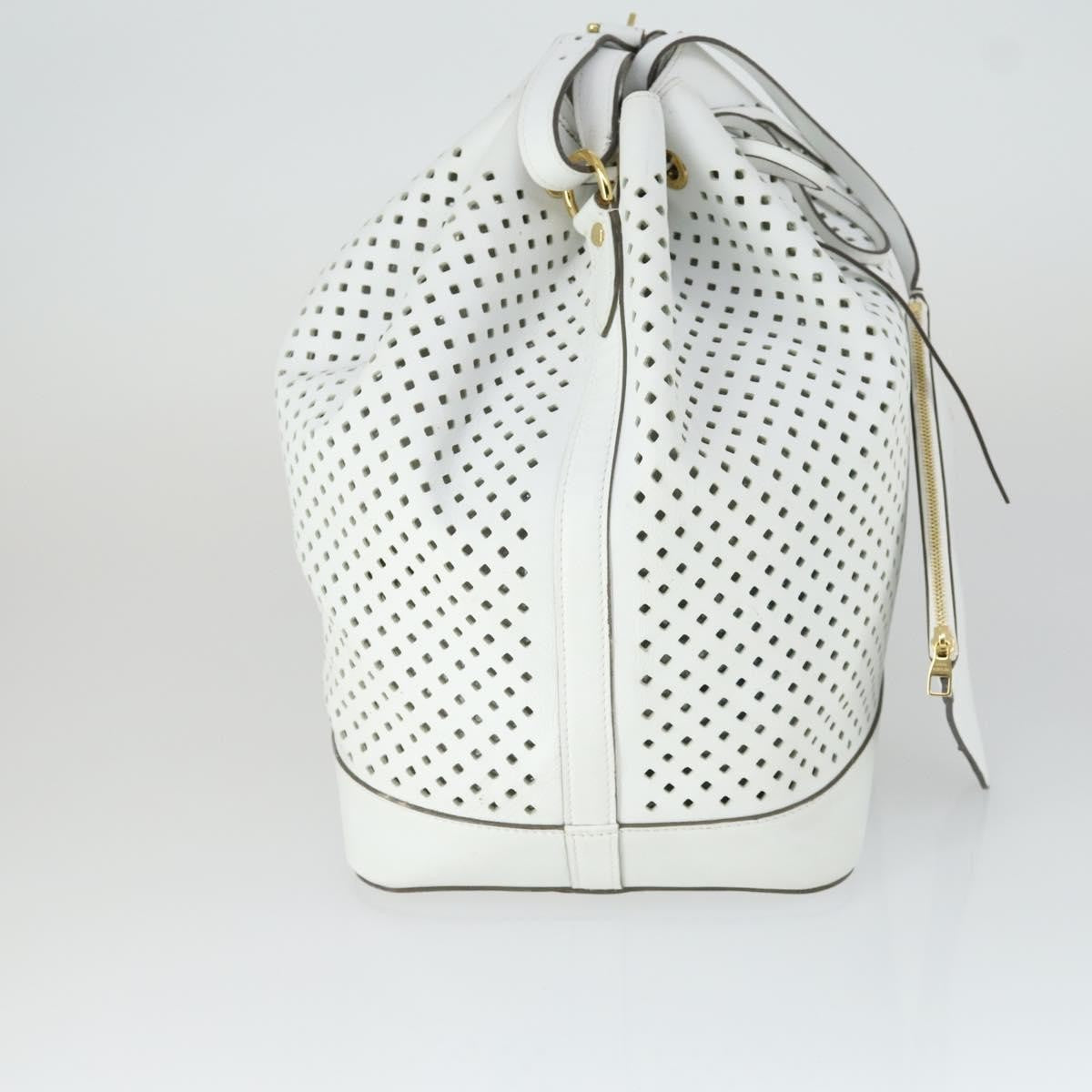 Louis Vuitton Flore Noe Handbag Perforated Leather, WHITE, LEATHER, Shoulder bag