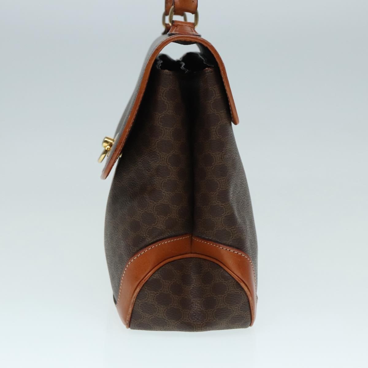 Celine Vintage Macadam Handbag Canvas and Leather, BROWN, CANVAS, Handbag