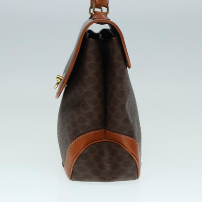Celine Vintage Macadam Handbag Canvas and Leather, BROWN, CANVAS, Handbag