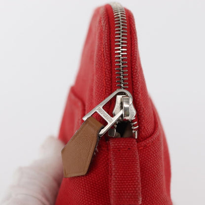 Hermes Bolide Travel Pouch Canvas, RED, CANVAS, Clutche & pouche
