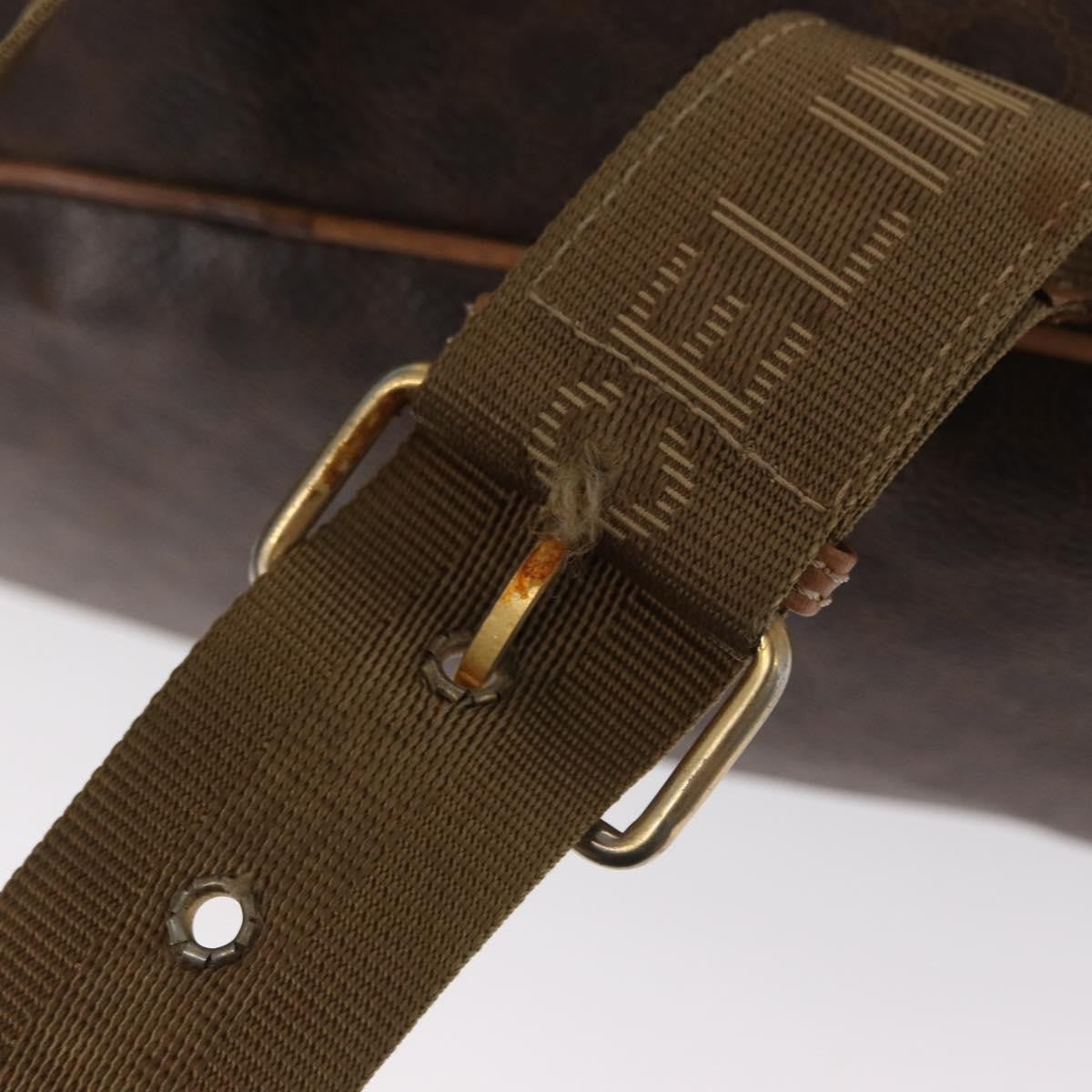 Celine Vintage Macadam Backpack Canvas and Leather, BROWN, CANVAS, Backpack