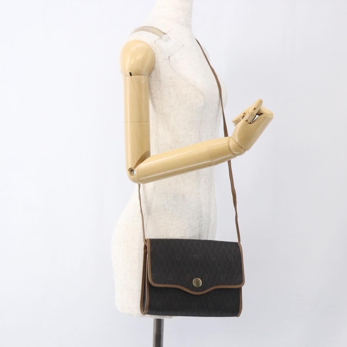 Christian Dior Vintage Honeycomb Flap Crossbody Bag Canvas and Leather, BLACK, CANVAS, Shoulder bag
