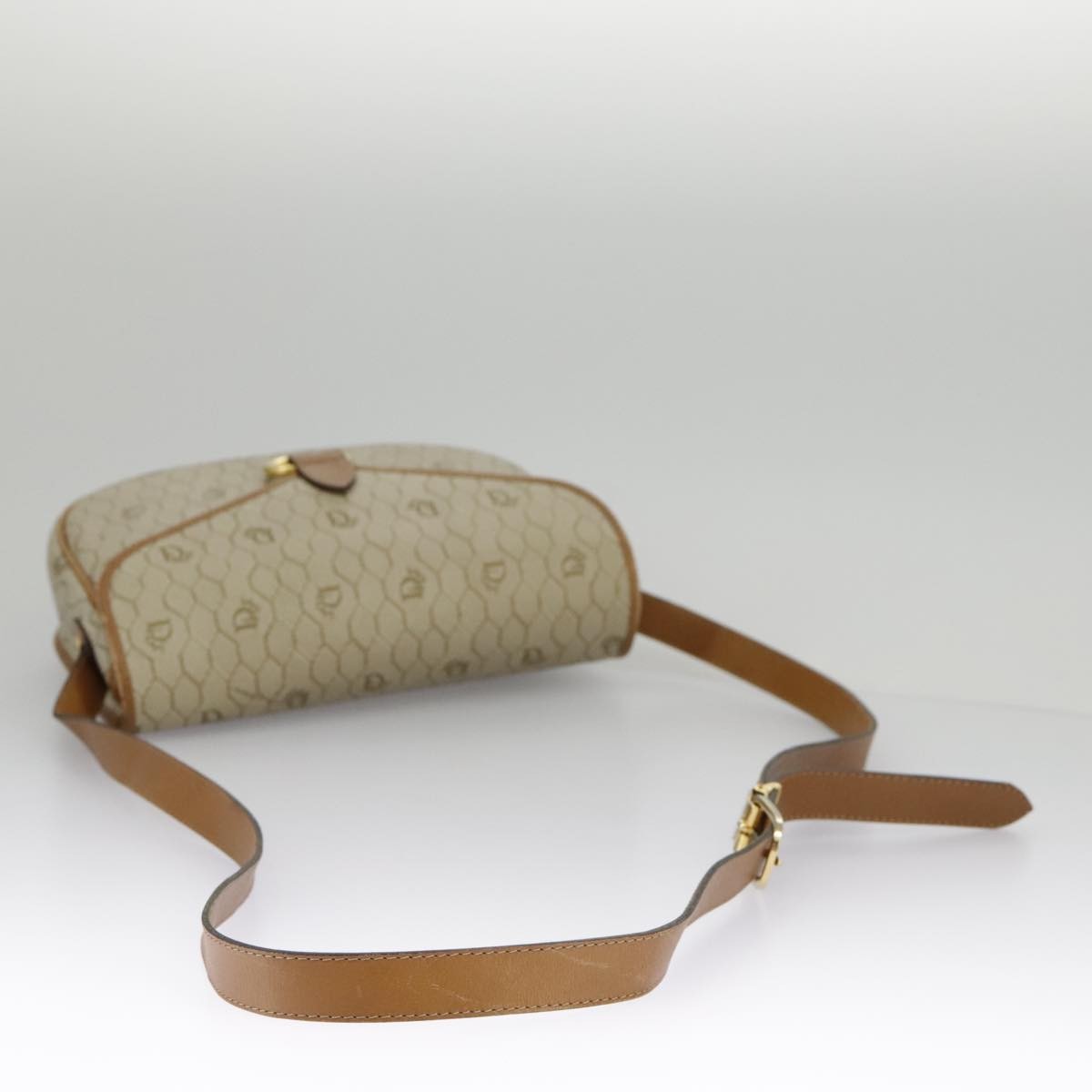 Christian Dior Vintage Honeycomb Shoulder Bag Canvas, BEIGE, CANVAS, Shoulder bag