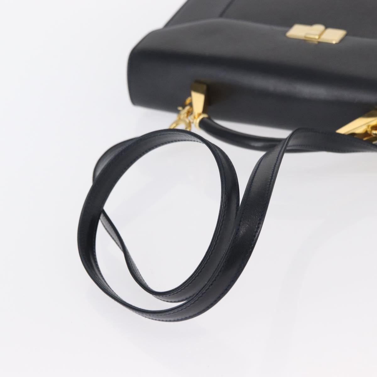 Bally Vintage Handbag Leather, Navy, Leather, Handbag