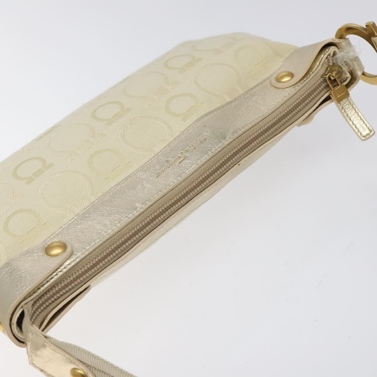 Salvatore Ferragamo Gancini Shoulder Bag Canvas, BEIGE, CANVAS, Shoulder bag