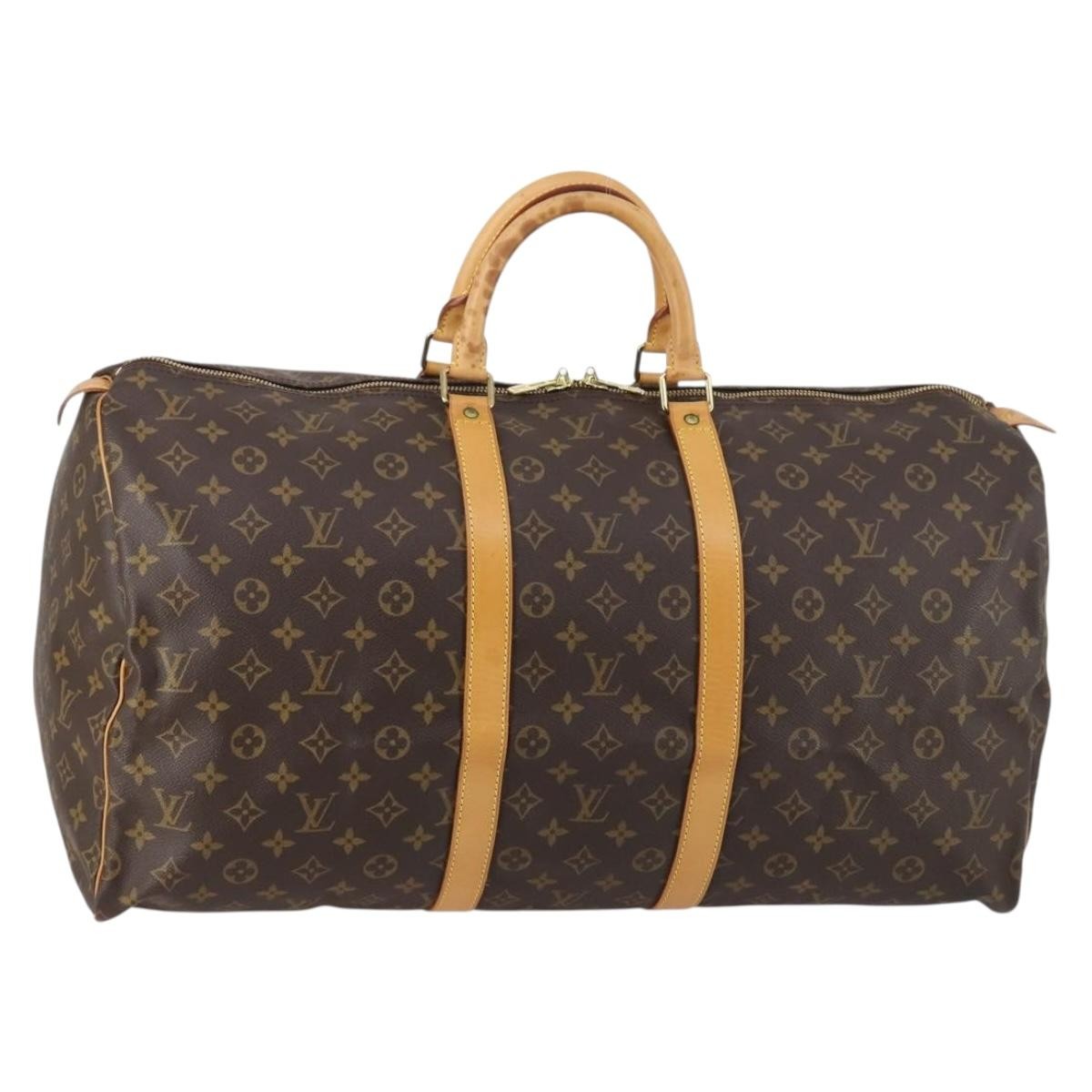 Louis Vuitton Keepall Bag Monogram Canvas, BROWN, CANVAS, Travel bag