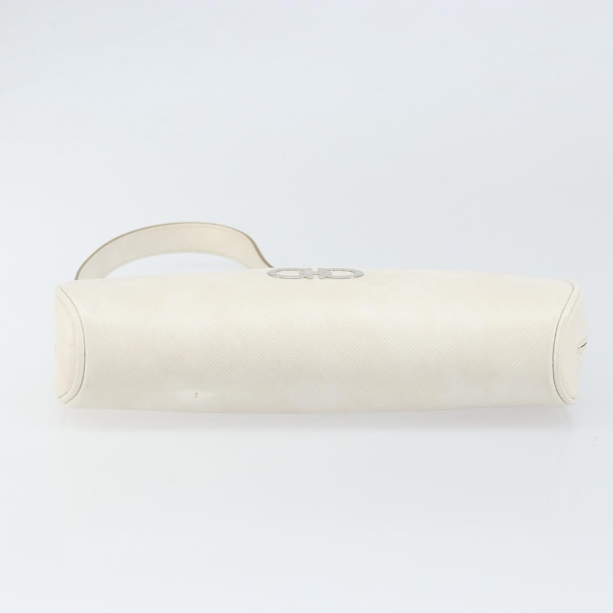 Salvatore Ferragamo Gancini Shoulder Bag Leather, WHITE, LEATHER, Shoulder bag