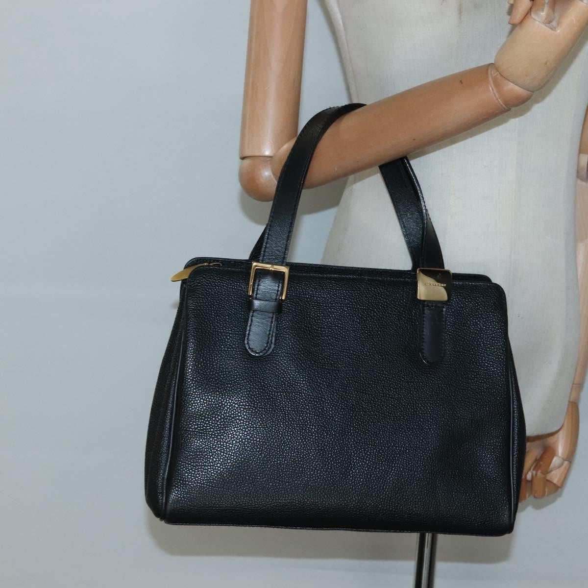 Burberry Vintage Handbag Leather, BLACK, LEATHER, Handbag