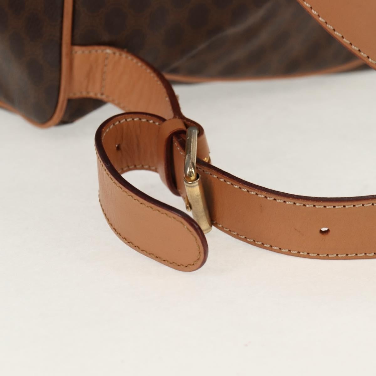 Celine Vintage Drawstring Flap Backpack Macadam Coated Canvas, BROWN, CANVAS, Backpack