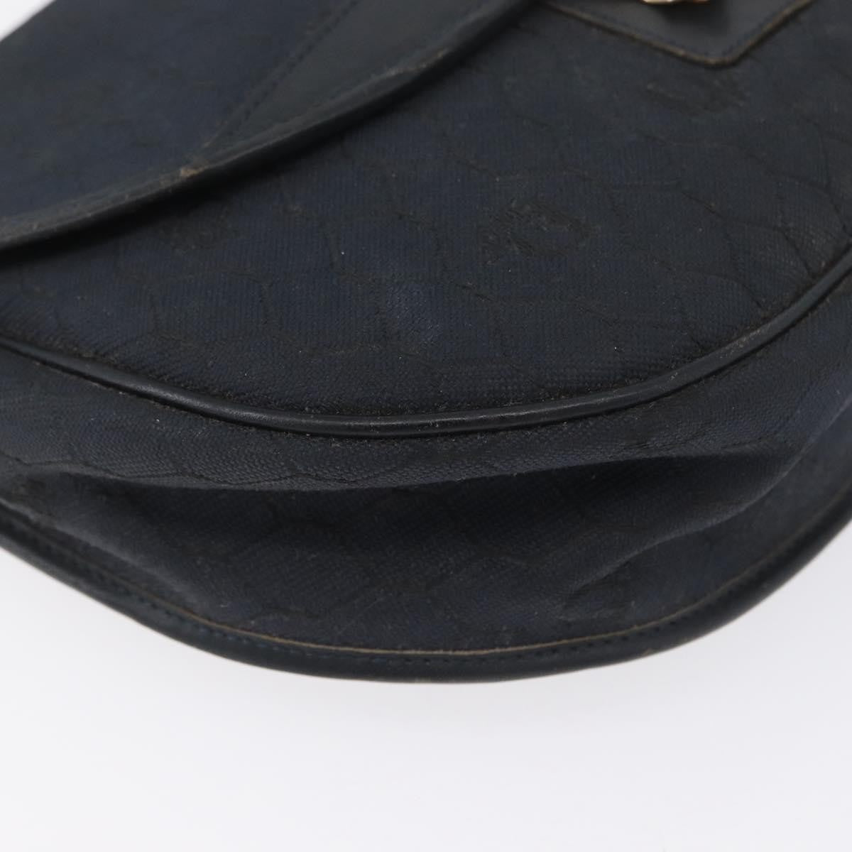 Christian Dior Vintage Honeycomb Flap Crossbody Bag Canvas and Leather, BLACK, CANVAS, Shoulder bag