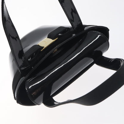 Salvatore Ferragamo Vara Bow Top Handle Bucket Bag Patent Leather, BLACK, PATENT_LEATHER, Handbag