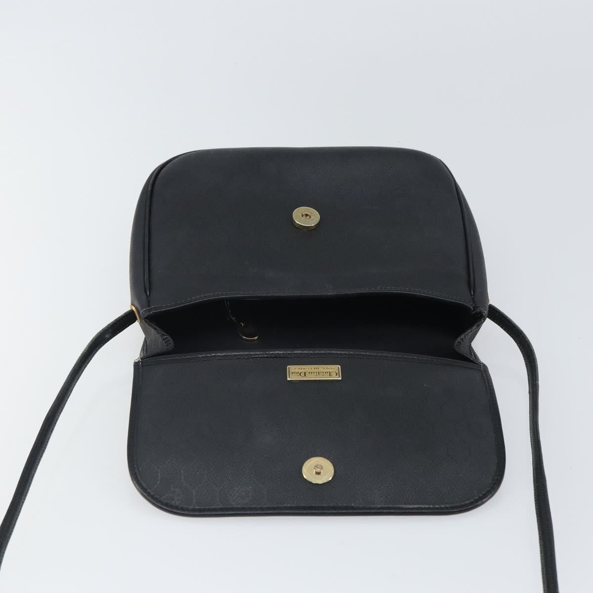 Christian Dior Vintage Honeycomb Shoulder Bag Canvas and Leather, BLACK, CANVAS, Shoulder bag
