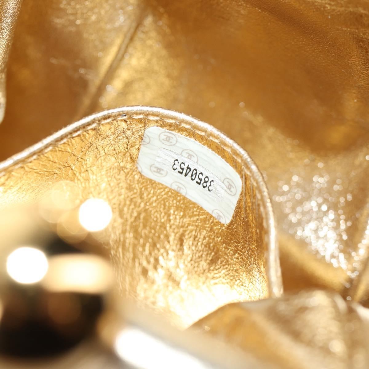 Chanel Vintage Timeless Kisslock Coin Purse Leather, GOLD, LEATHER, Shoulder bag