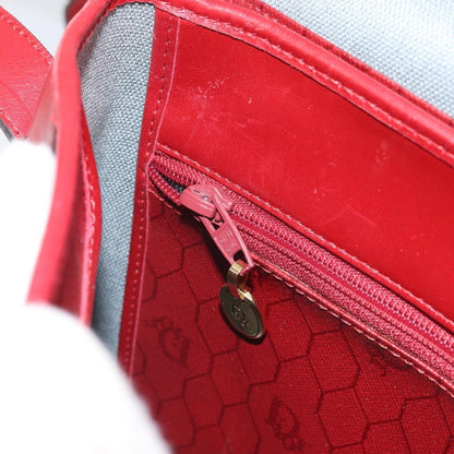 Christian Dior Vintage Honeycomb Shoulder Bag Canvas and Leather, RED, CANVAS, Shoulder bag