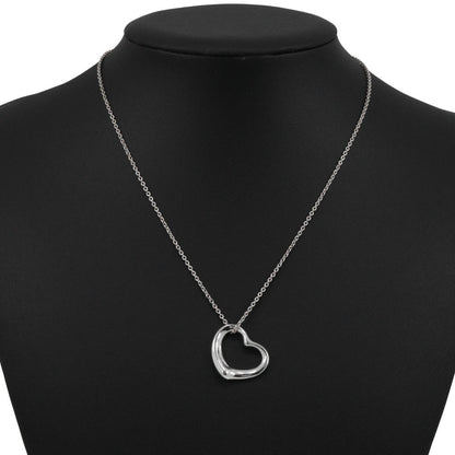 Tiffany & Co. Elsa Peretti Open Heart Pendant Necklace Sterling Silver, SILVER, SILVER, Necklace