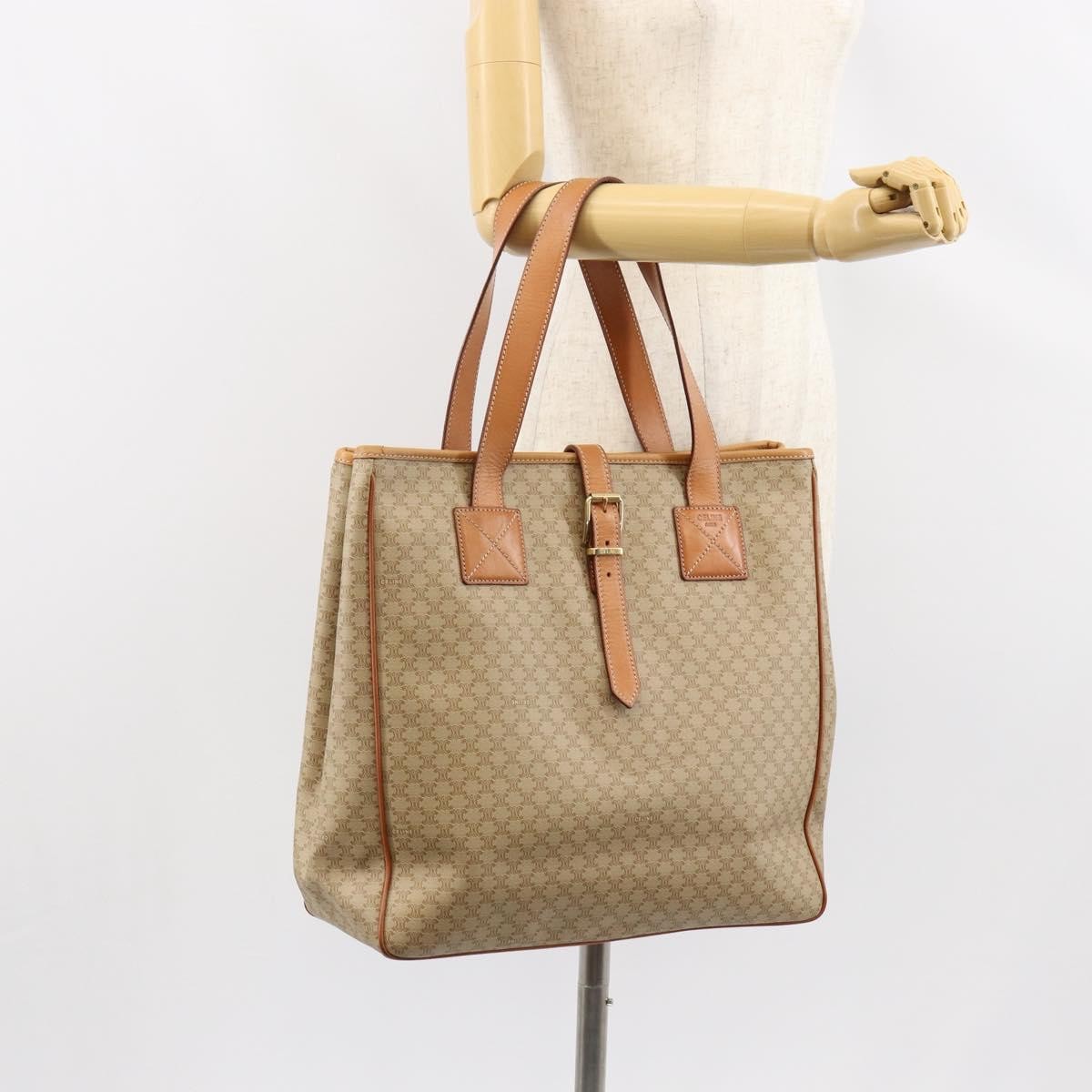 Celine Macadam Shoulder Bag PVC Leather, BEIGE, CANVAS, Shoulder bag