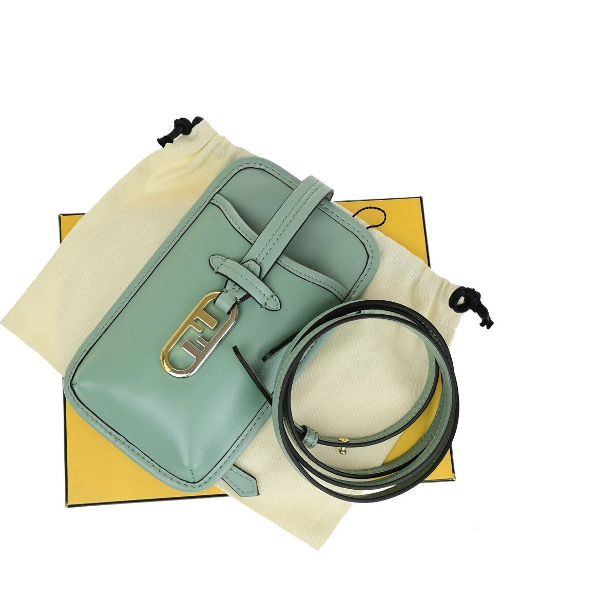 Fendi Smartphone Case leather, GREEN, LEATHER, Tech accessory