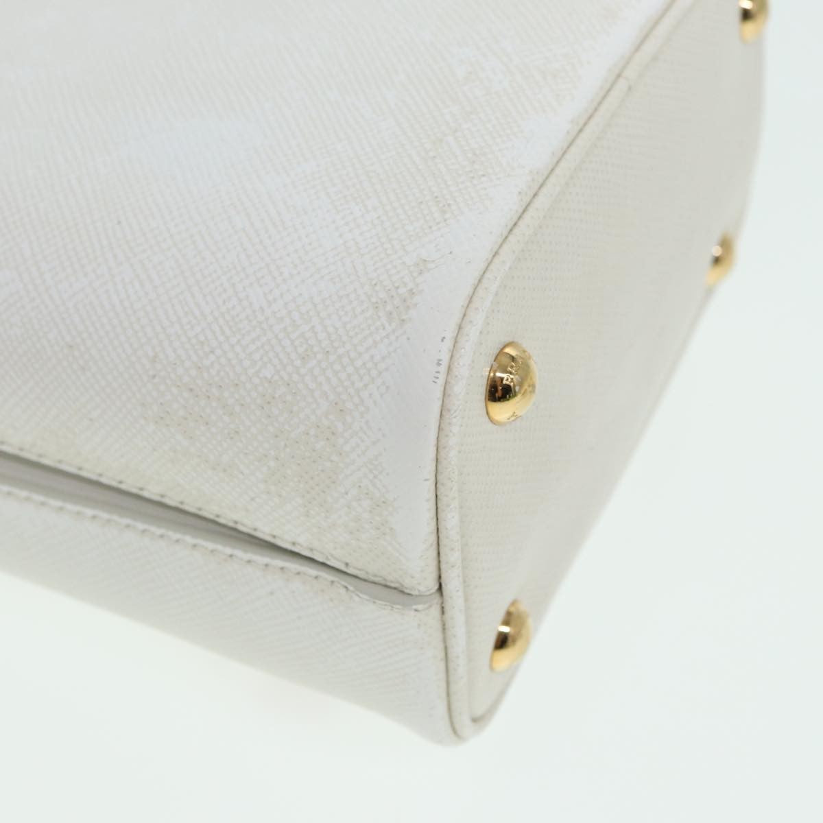 Prada Panier Bucket Bag Embellished Saffiano Leather, WHITE, LEATHER, Handbag