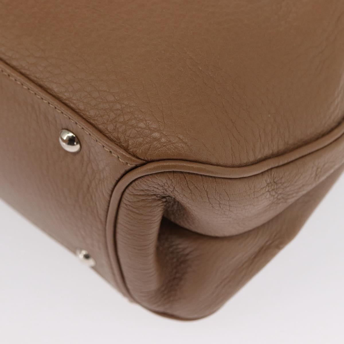 Salvatore Ferragamo Gancini handbag Leather, BROWN, LEATHER, Handbag