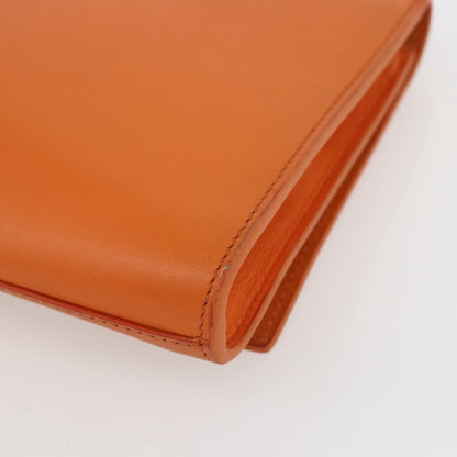 Saint Laurent Chyc Clutch Leather, ORANGE, LEATHER, Clutche & pouche