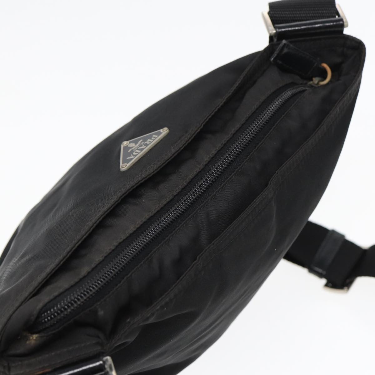 Prada Zip Top Messenger Bag Tessuto, BLACK, NYLON, Shoulder bag