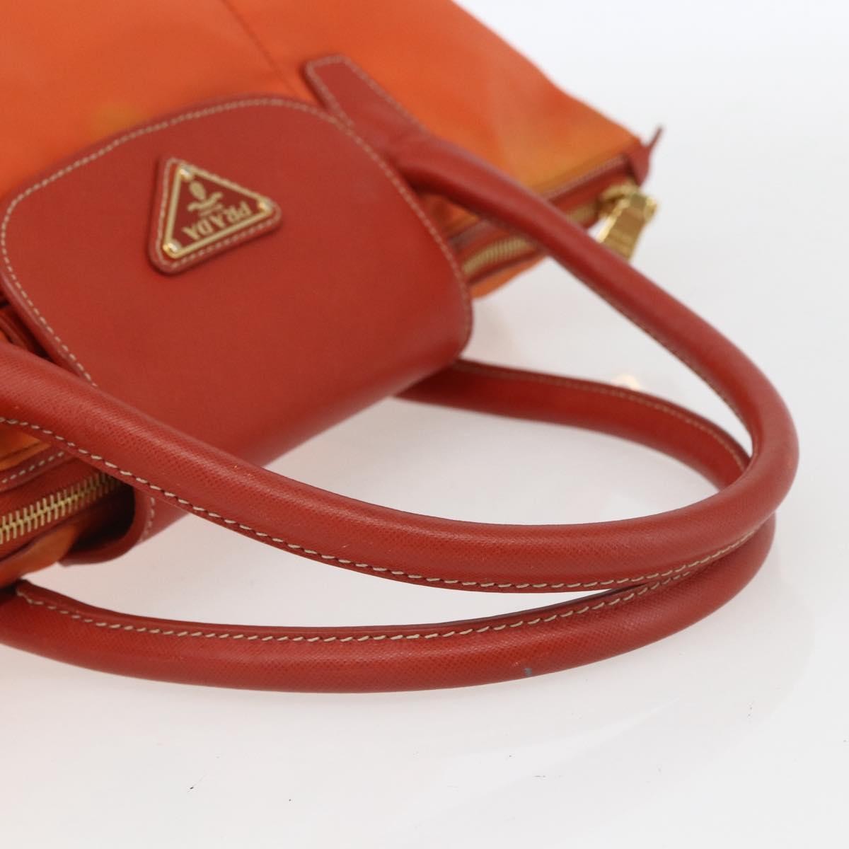 Prada Convertible Flap Tote Tessuto and Saffiano Leather, Orange, Nylon, Tote Bag