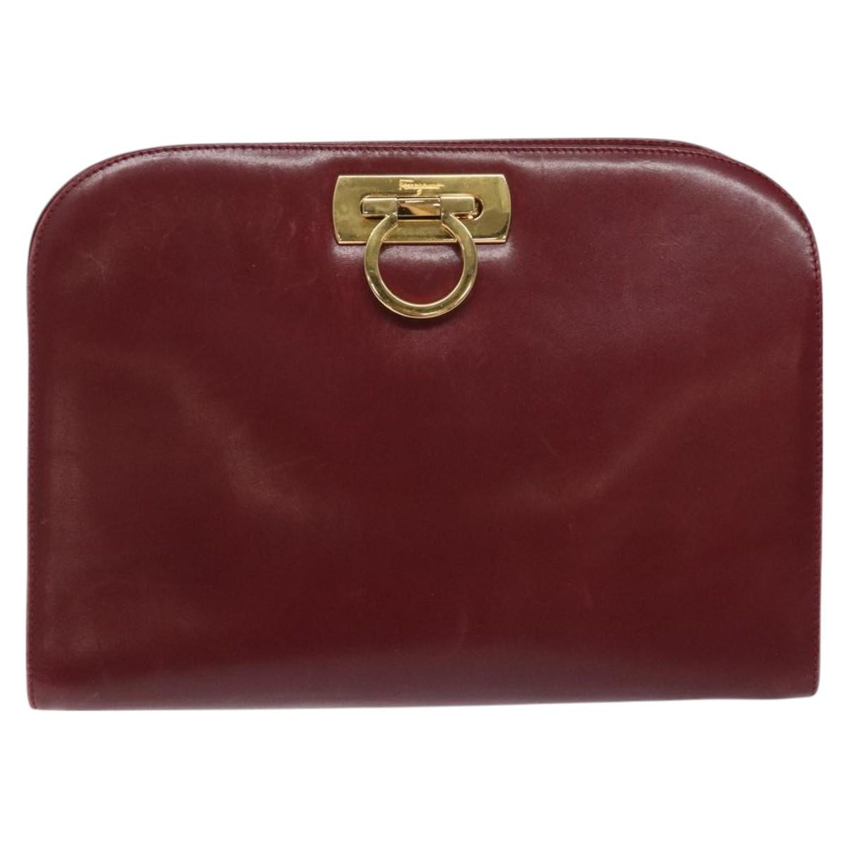 Salvatore Ferragamo Vintage Gancini Chain Shoulder Bag Leather, RED, LEATHER, Shoulder bag