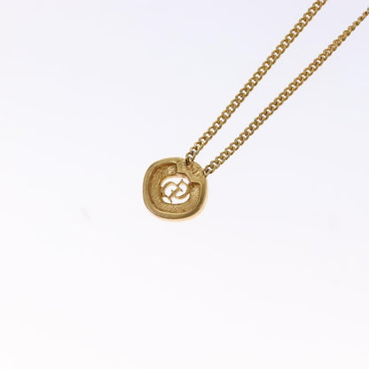 Christian Dior CD Round Pendant Necklace Metal and Crystals, GOLD, METAL, Necklace