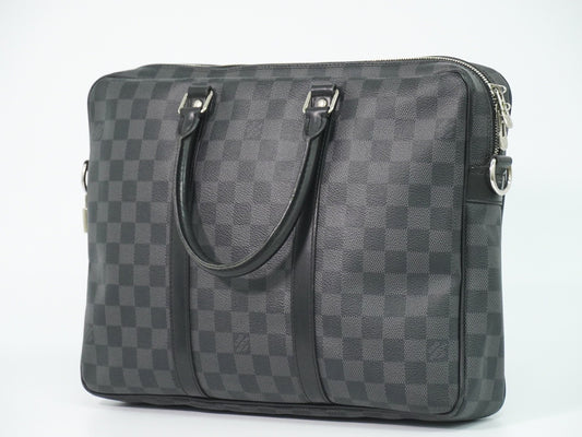 Louis Vuitton Porte-Documents Voyage Briefcase Damier Graphite, Gray, Canvas, Briefcase