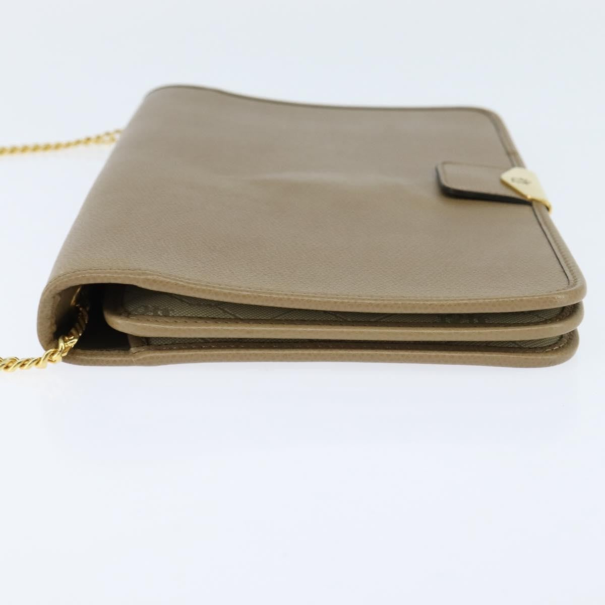 Christian Dior Vintage Chain Flap Shoulder Bag Leather, BEIGE, LEATHER, Shoulder bag