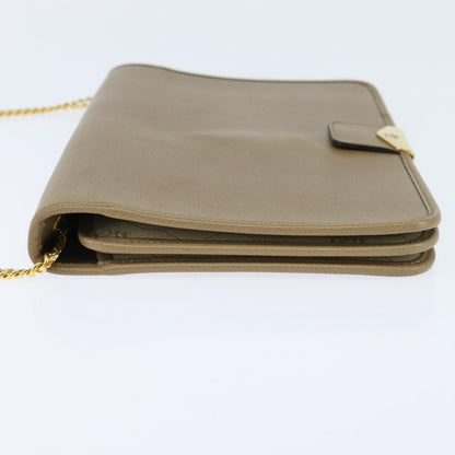 Christian Dior Vintage Chain Flap Shoulder Bag Leather, BEIGE, LEATHER, Shoulder bag