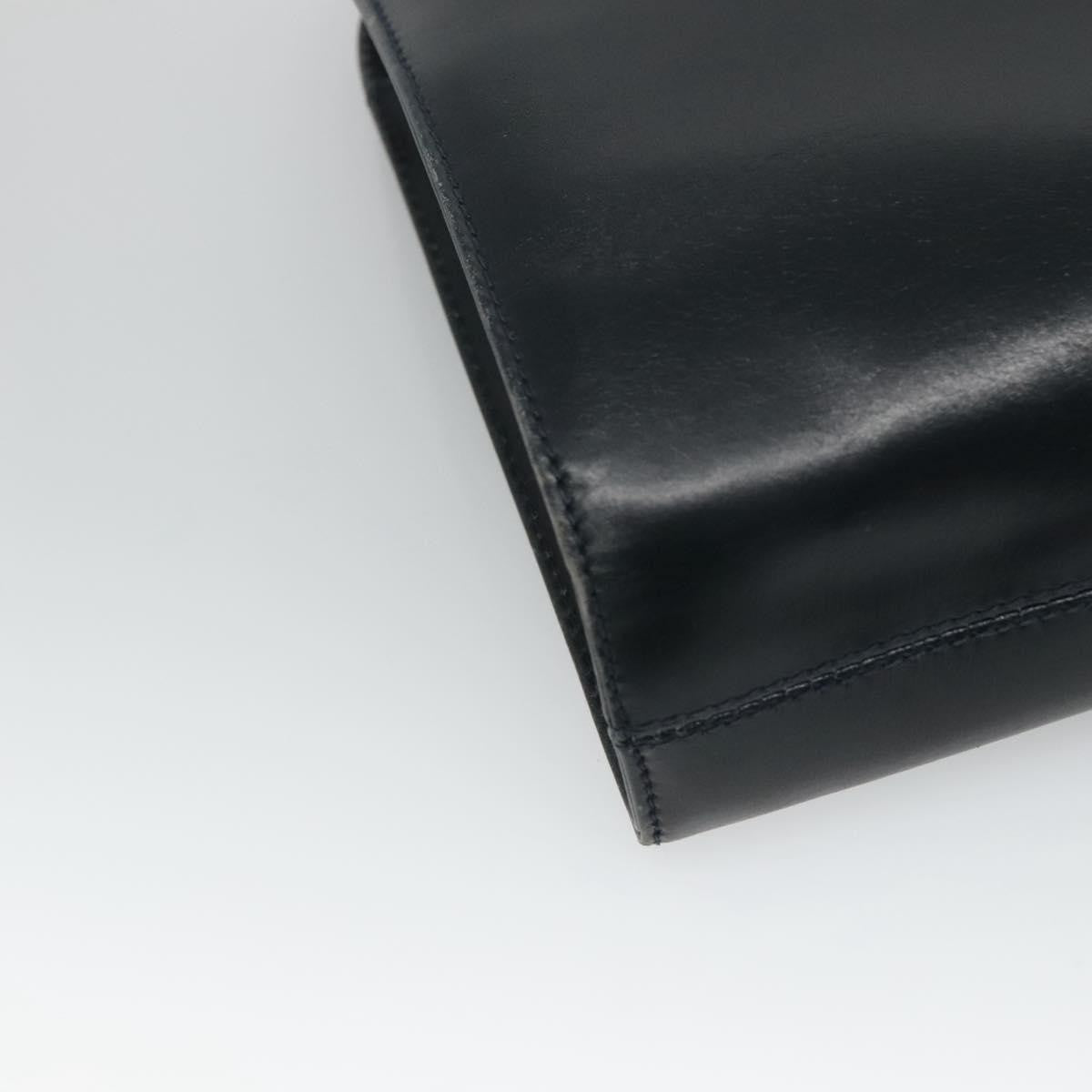 Salvatore Ferragamo Vintage Gancini Chain Shoulder Bag Leather, NAVY, LEATHER, Shoulder bag