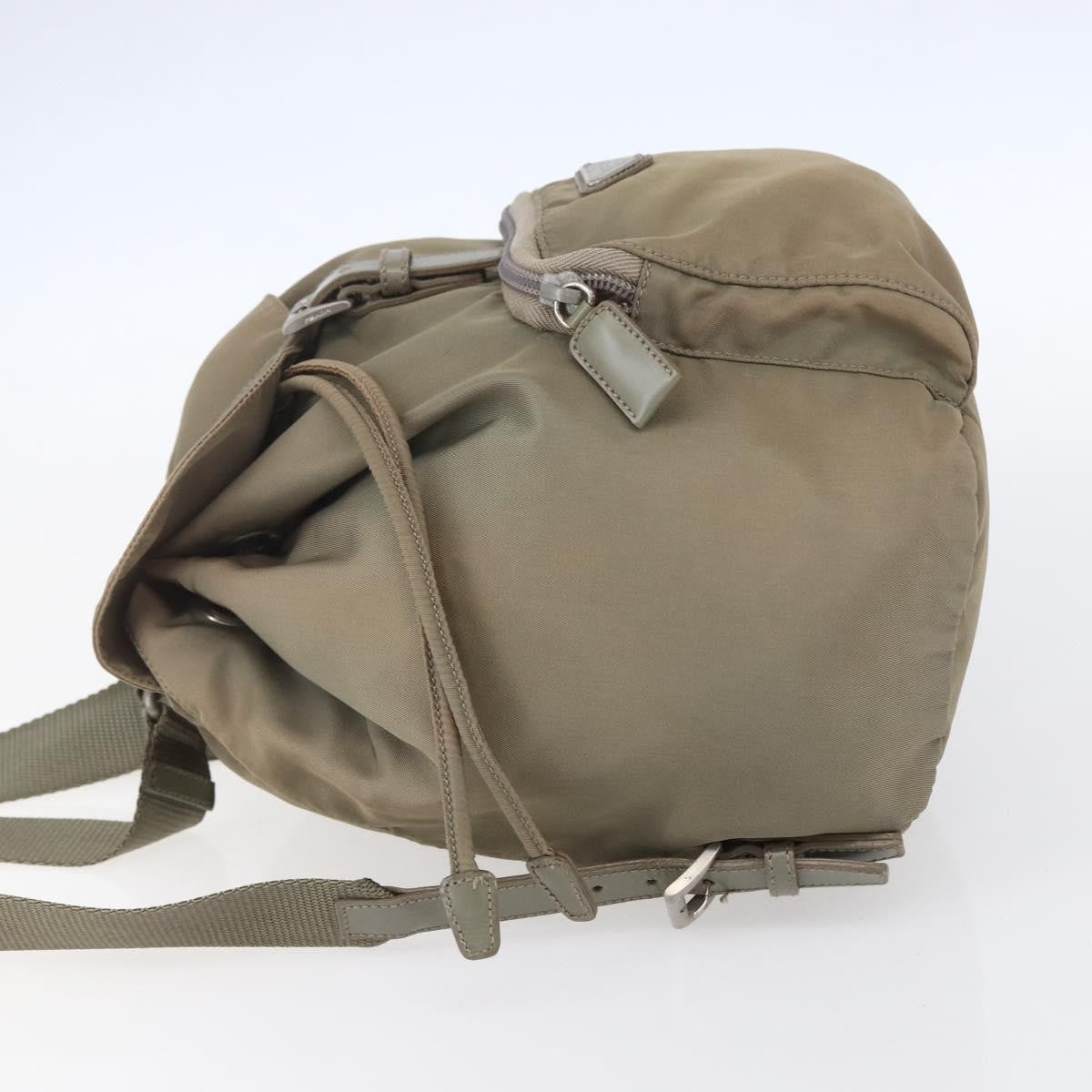Prada Front Pocket Buckle Backpack Nylon, BEIGE, NYLON, Backpack
