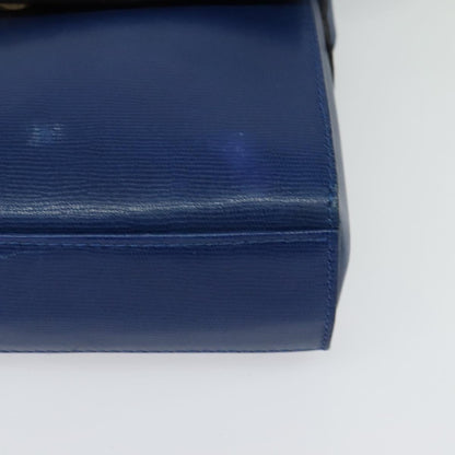 Celine Circle logo Leather, BLUE, LEATHER, Handbag